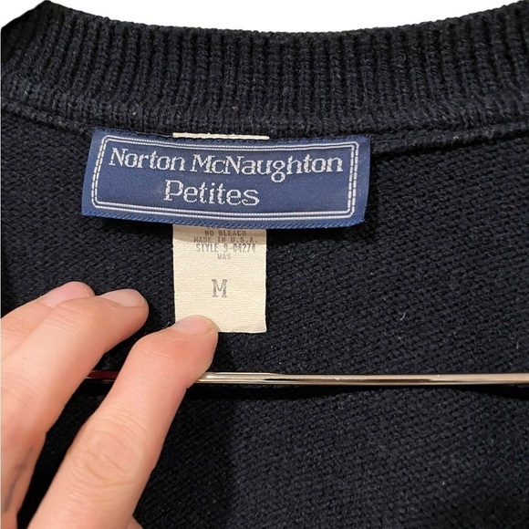 Norton McNaughton Petites Sweater Vintage Size Medium V Neck Button Down 90s - Picture 6 of 7